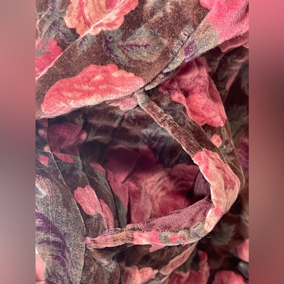 Vintage Sun’N Sand Velvet Floral Quilted Toggle Coat Pockets Roses Cottage Core - Picture 3 of 7
